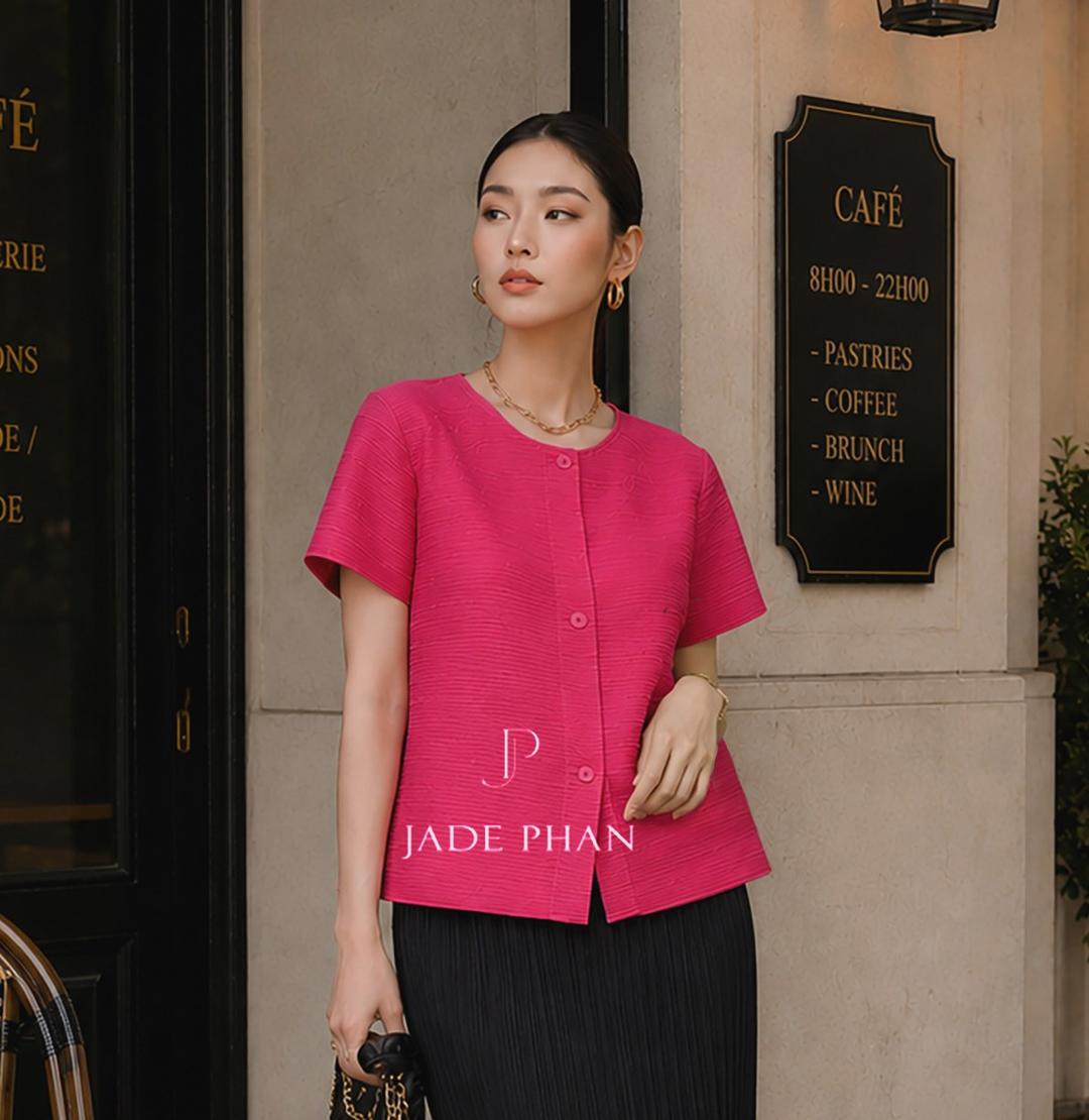 Áo Aimee dập ly cao cấp JADEPHAN xếp ly lò xo nhiều màu — ảnh 9