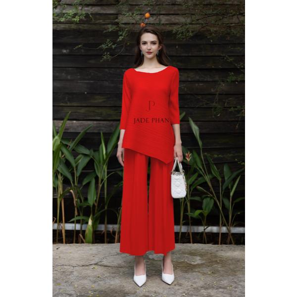 Quần Gerda xếp ly nữ ống suông, quần ống rộng nữ chất dập ly cao cấp tôn dáng sang trọng — ảnh 4