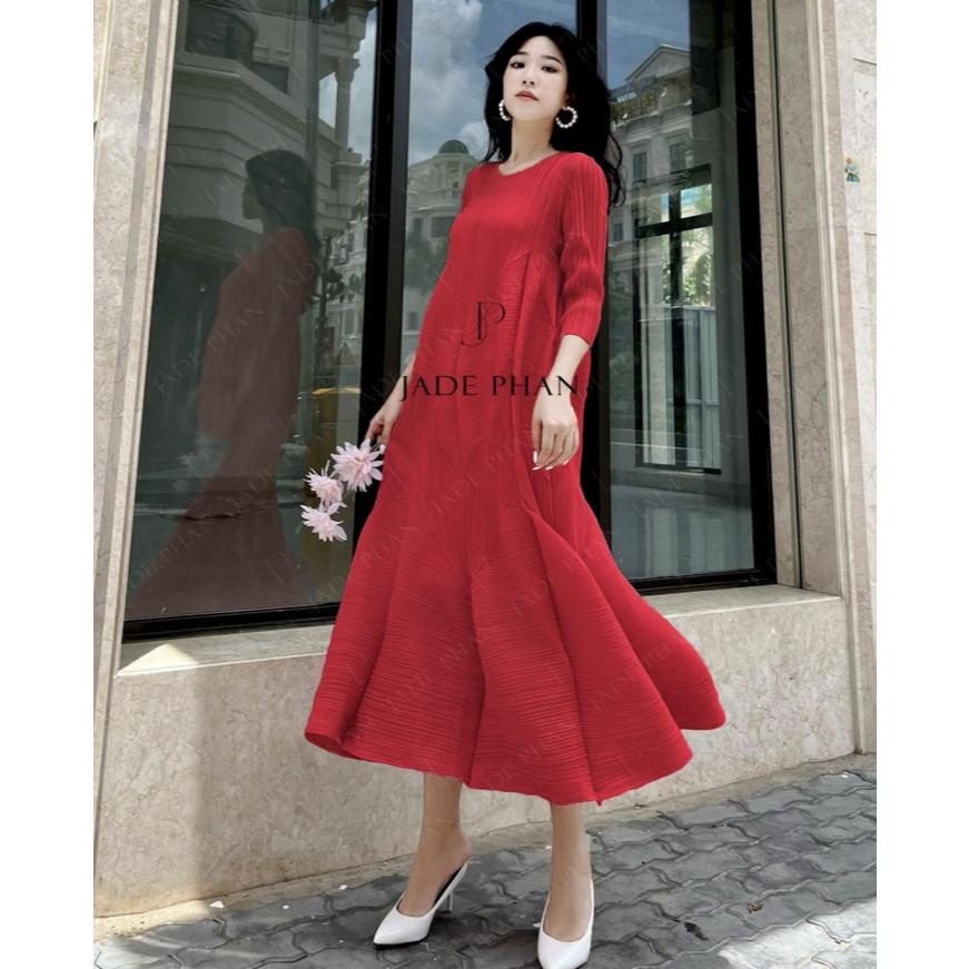 Váy Doris dập ly cao cấp JADEPHAN xếp ly lò xo nhiều màu — ảnh 5