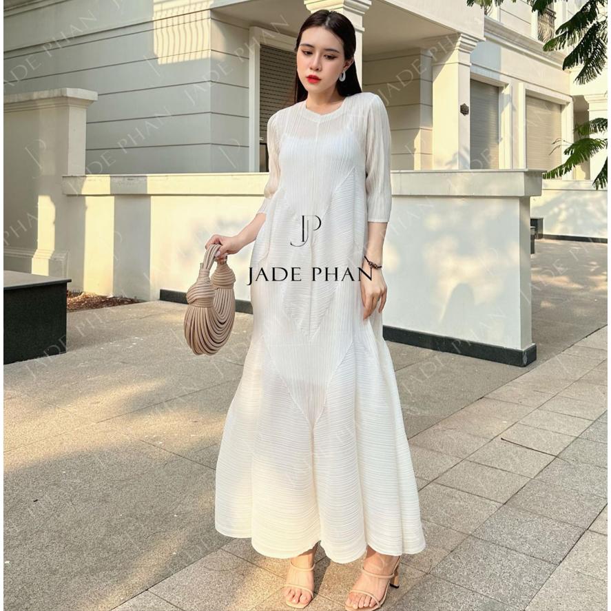 [HỎA TỐC] Váy Doris dập ly cao cấp JADEPHAN xếp ly lò xo nhiều màu — ảnh 5