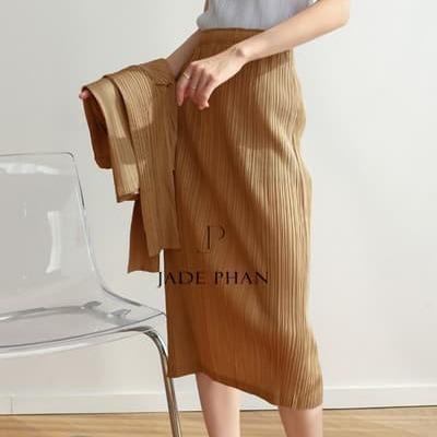 Chân váy Audora XẺ CẠNH xếp ly nữ ống suông, chân váy midi nữ dập ly cao cấp không nhăn nhiều màu 76cm — ảnh 18