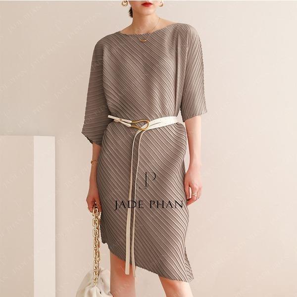 Váy Esther dập ly cao cấp JADEPHAN xếp ly lò xo — ảnh 2