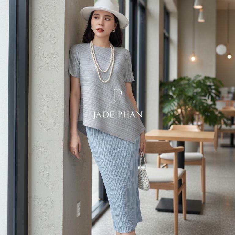 Set gồm áo và chân váymix màu, bộ áo và chân váy midi nữ thanh lịch nhiều màu Jennie Holly — ảnh 13