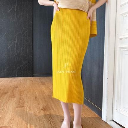 Chân váy Holly XẺ SAU xếp ly, dáng ngắn và dài, chân váy midi nữ dập ly cao cấp không nhăn nhiều màu 76cm 86cm — ảnh 50