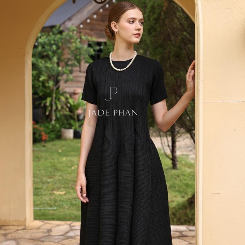Váy Alice dập ly cao cấp JADEPHAN xếp ly lò xo thanh lịch — ảnh 3