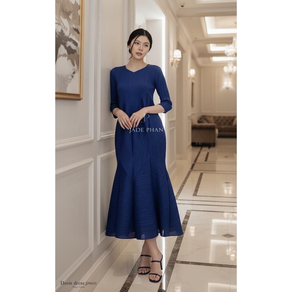 Váy Doris dập ly cao cấp JADEPHAN xếp ly lò xo nhiều màu — ảnh 30