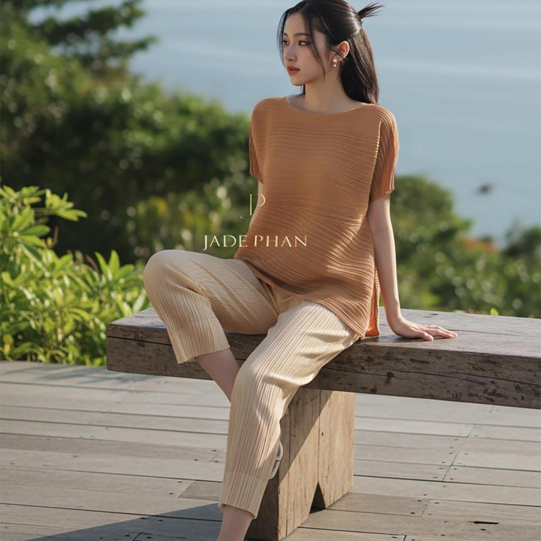 Set gồm áo và quầnmix màu, bộ quần áo dập ly cao cấp không nhăn phong cách cá tính nhiều màu Katle Daisy — ảnh 6