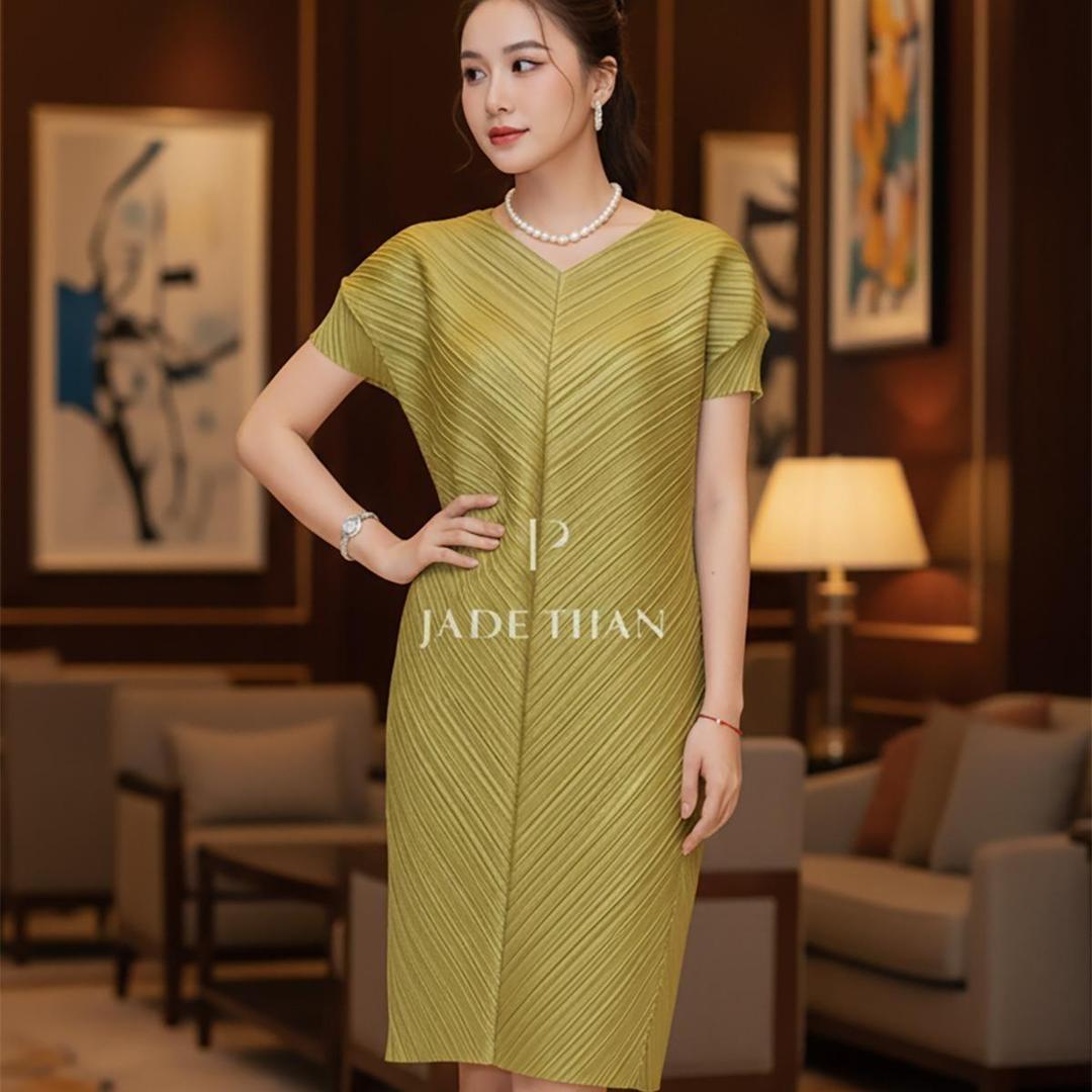 Váy Boise dập ly cao cấp JADEPHAN xếp ly lò xo — ảnh 12