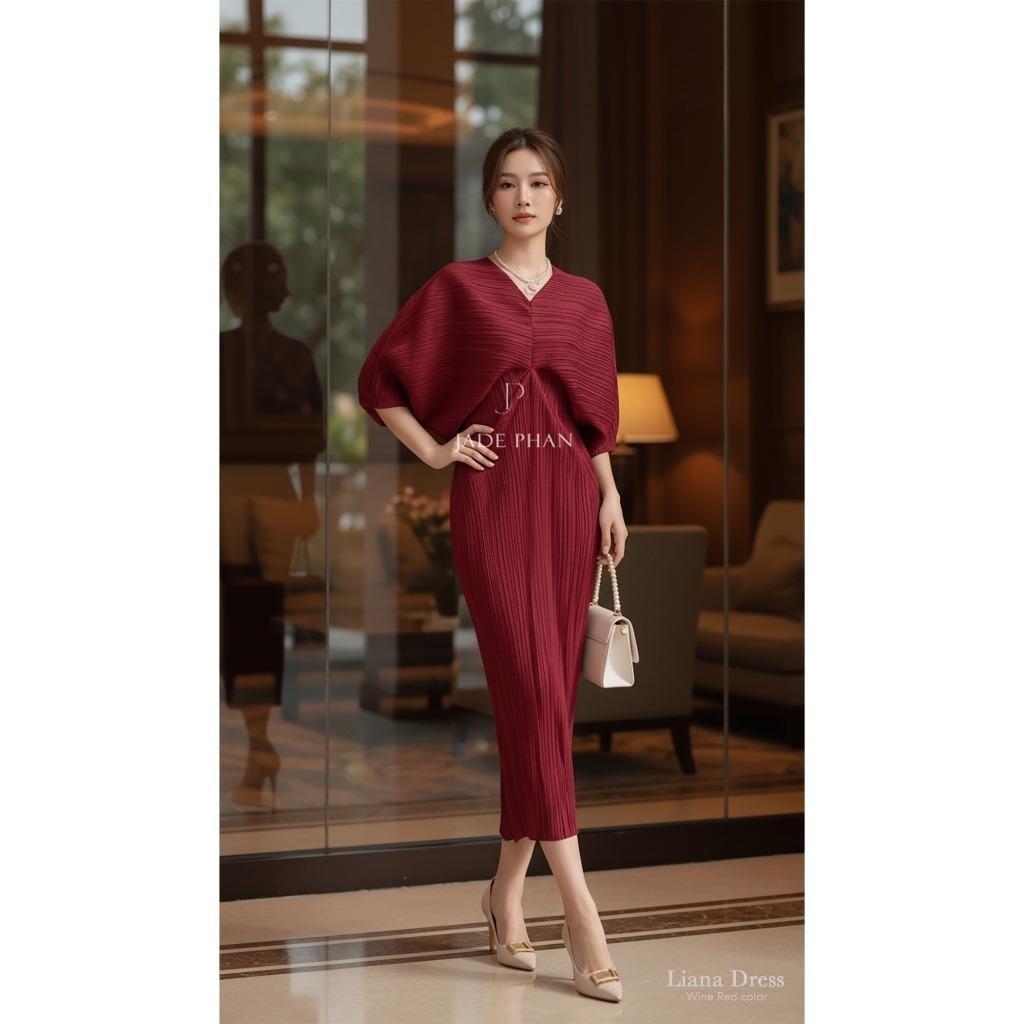 Váy Liana dập ly cao cấp JADEPHAN xếp ly lò xo — ảnh 4