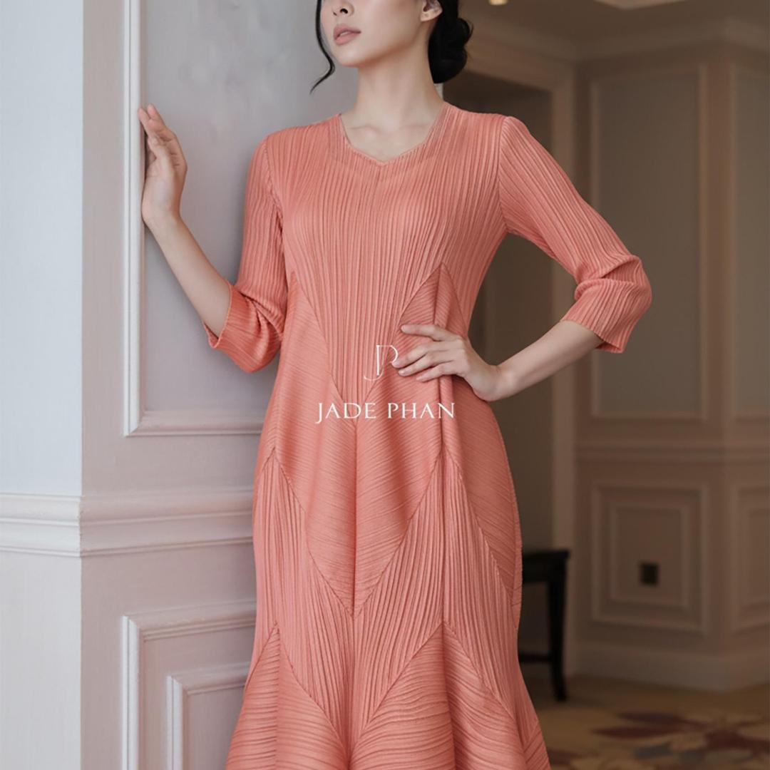 Váy Doris dập ly cao cấp JADEPHAN xếp ly lò xo nhiều màu — ảnh 1