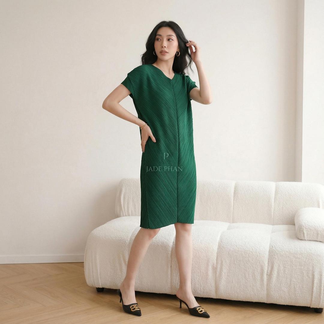 Váy Boise dập ly cao cấp JADEPHAN xếp ly lò xo — ảnh 4