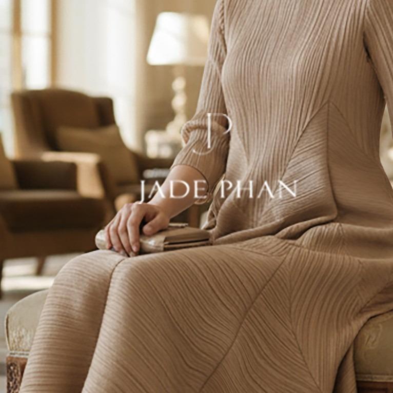 Váy Rose dập ly cao cấp JADEPHAN xếp ly lò xo thanh lịch — ảnh 14