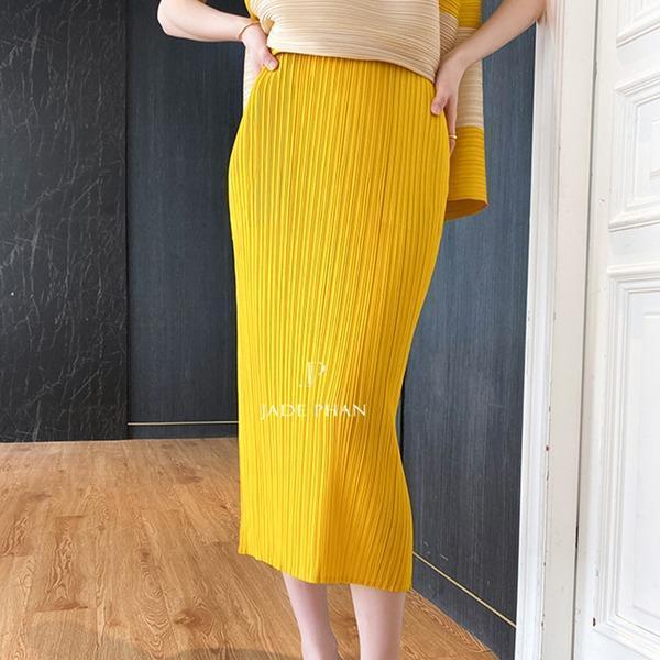 Chân váy Audora XẺ CẠNH xếp ly nữ ống suông, chân váy midi nữ dập ly cao cấp không nhăn nhiều màu 76cm — ảnh 9