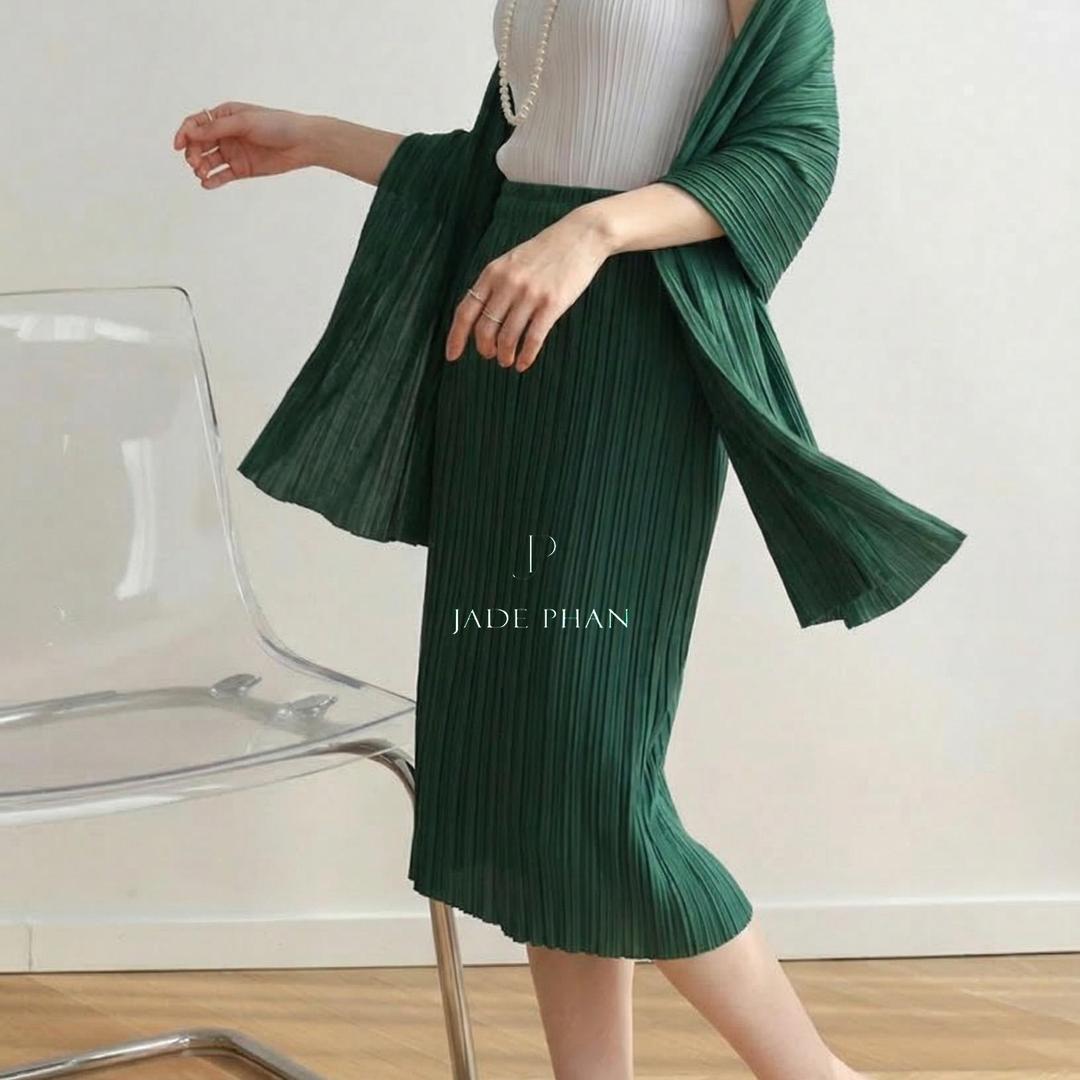Chân váy Holly XẺ SAU xếp ly, dáng ngắn và dài, chân váy midi nữ dập ly cao cấp không nhăn nhiều màu 76cm 86cm — ảnh 12