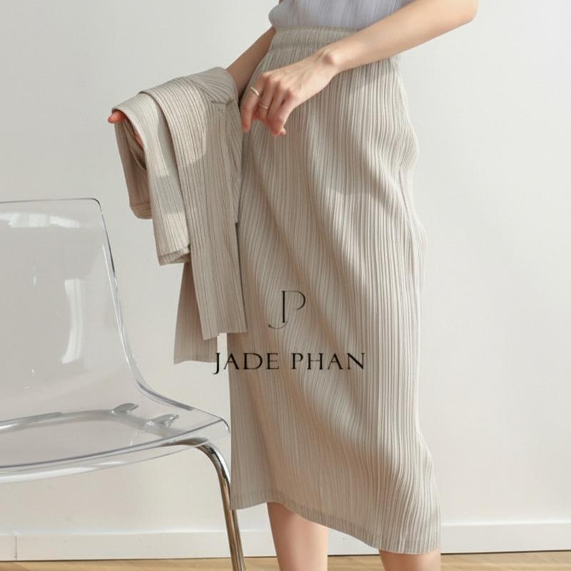 Chân váy Holly XẺ SAU xếp ly, dáng ngắn và dài, chân váy midi nữ dập ly cao cấp không nhăn nhiều màu 76cm 86cm — ảnh 6