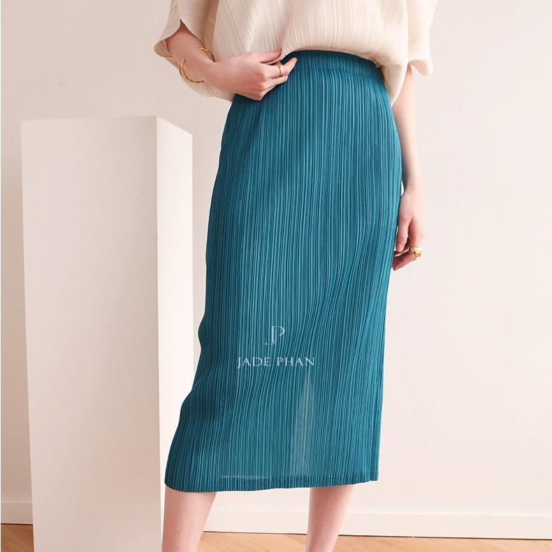 Chân váy Holly XẺ SAU xếp ly, dáng ngắn và dài, chân váy midi nữ dập ly cao cấp không nhăn nhiều màu 76cm 86cm — ảnh 18