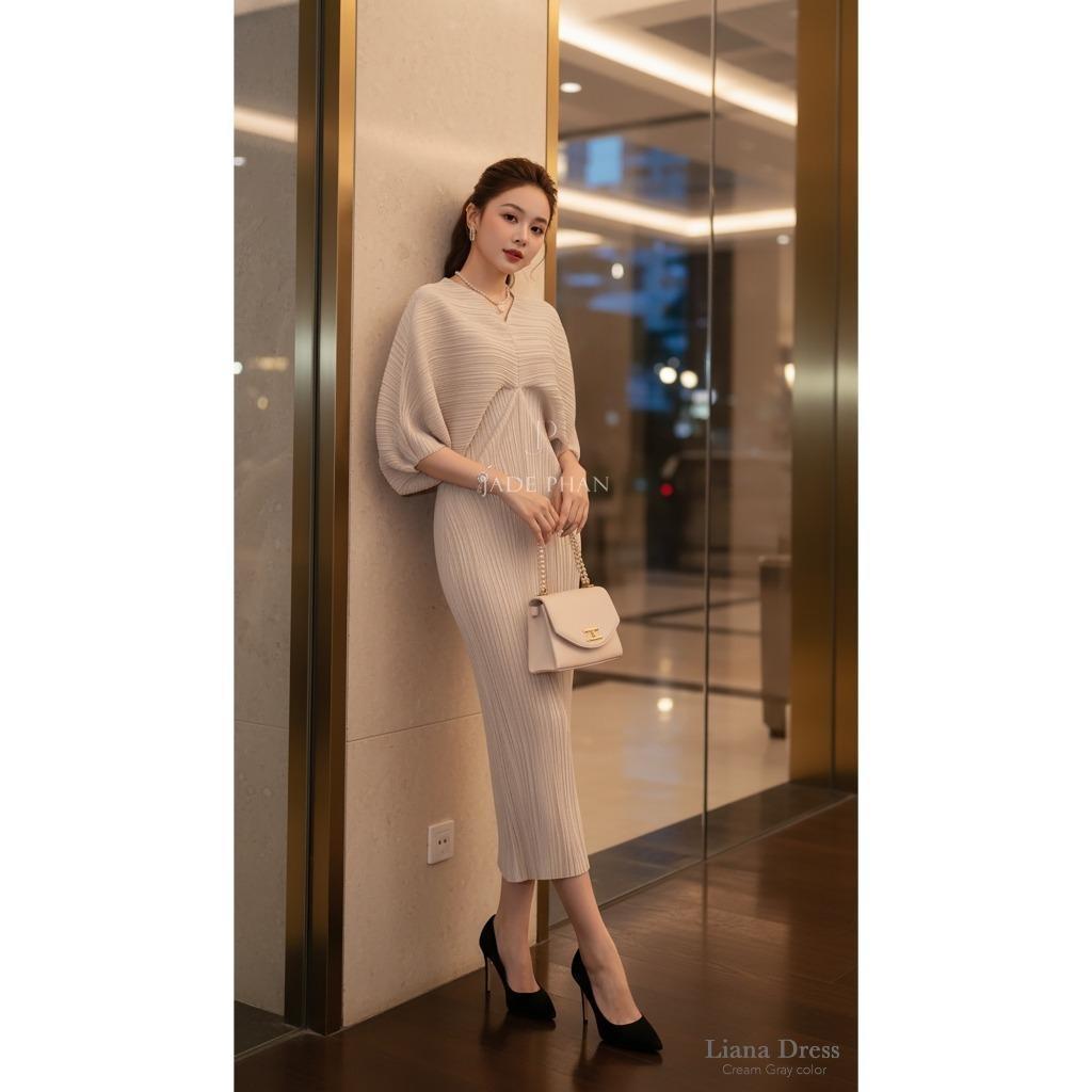 Váy Liana dập ly cao cấp JADEPHAN xếp ly lò xo — ảnh 7