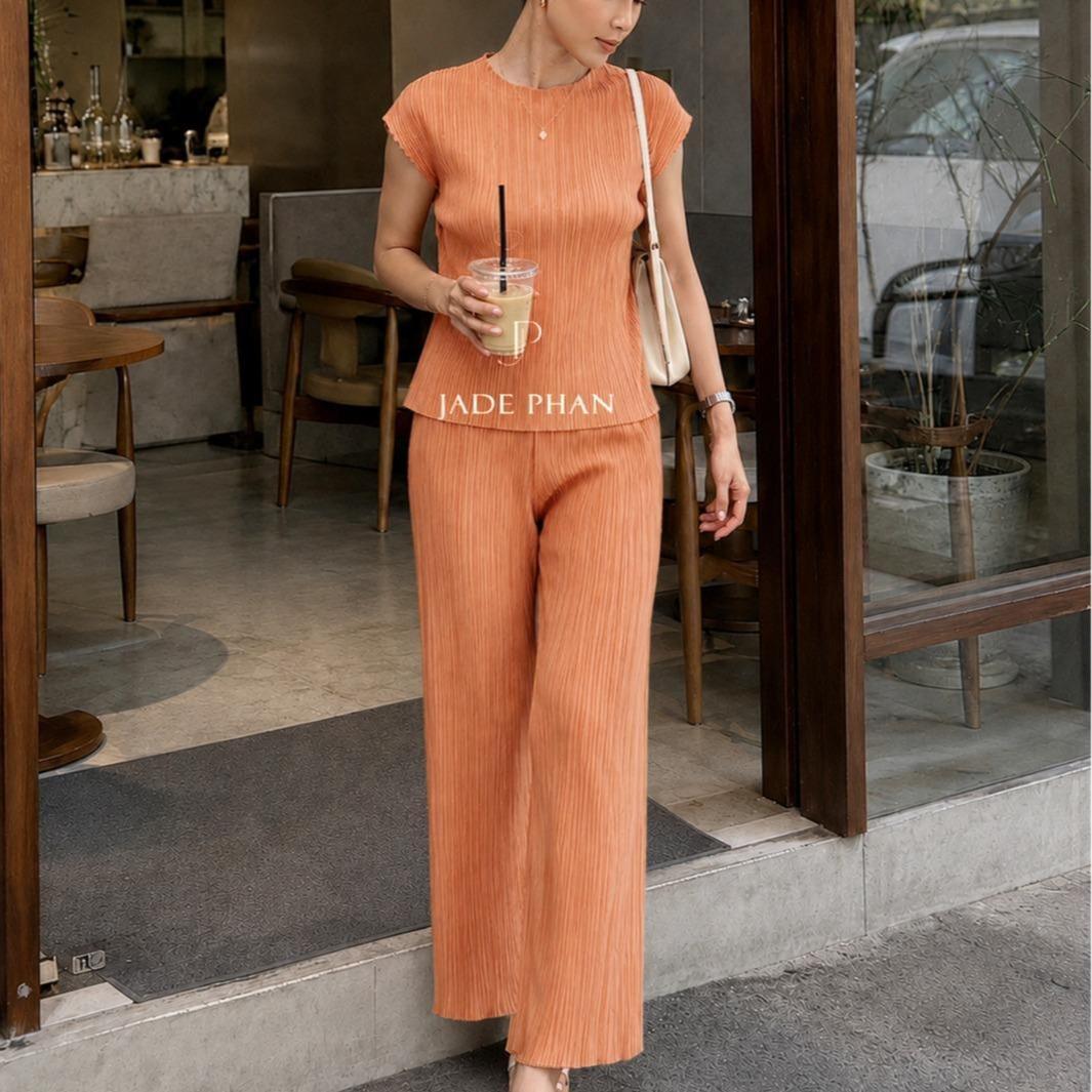 Set gồm áo và quần ống rộng [JadePhan] xếp ly cao cấp, chuẩn form thanh lịch nhiều màu Bella Amour ống 24cm — ảnh 1