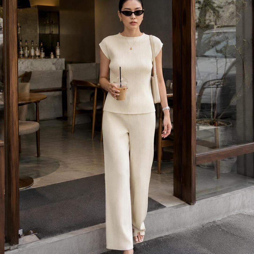 Set gồm áo và quần ống rộng [JadePhan] xếp ly cao cấp, chuẩn form thanh lịch nhiều màu Bella Amour ống 24cm — ảnh 5