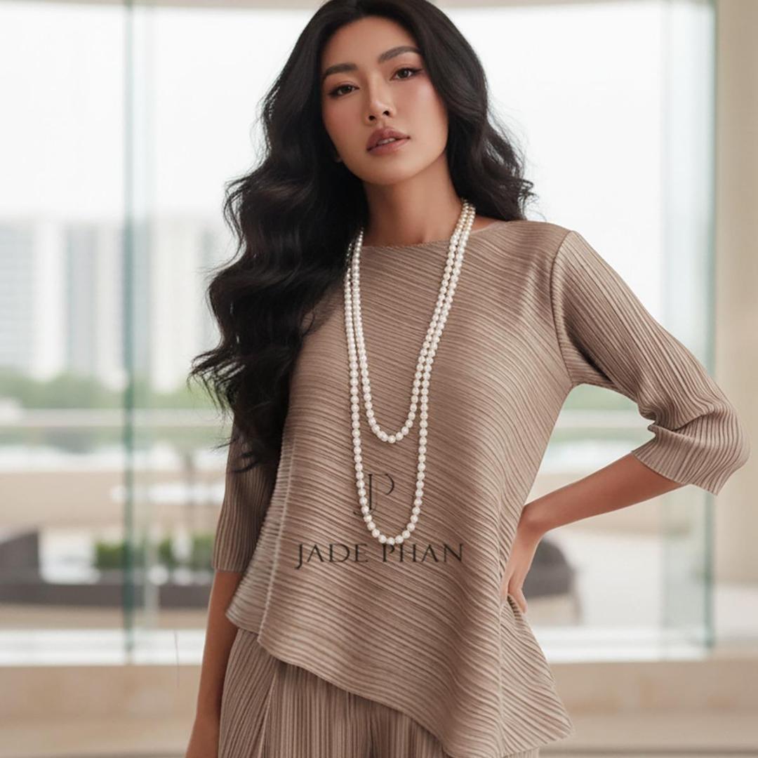 Áo Gerda dập ly cao cấp JADEPHAN thanh lịch nhiều màu — ảnh 13