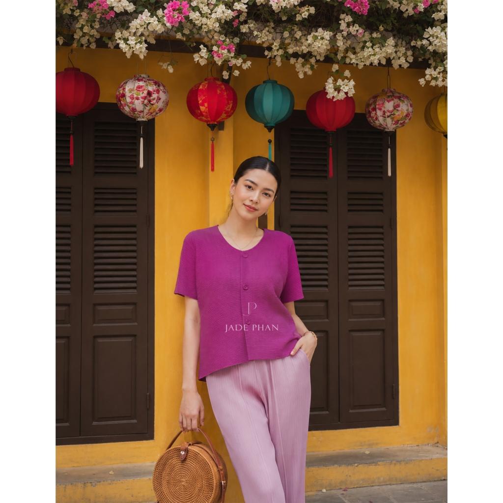 Áo Aimee dập ly cao cấp JADEPHAN xếp ly lò xo nhiều màu — ảnh 9