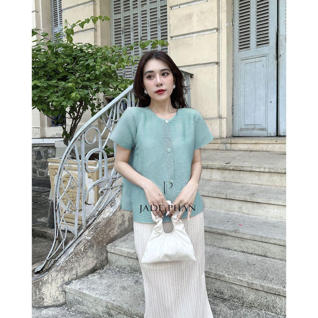 Áo Aimee dập ly cao cấp JADEPHAN xếp ly lò xo nhiều màu — ảnh 3