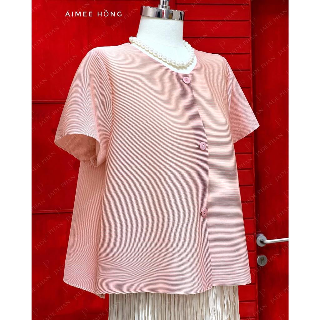 Áo Aimee dập ly cao cấp JADEPHAN xếp ly lò xo nhiều màu — ảnh 2