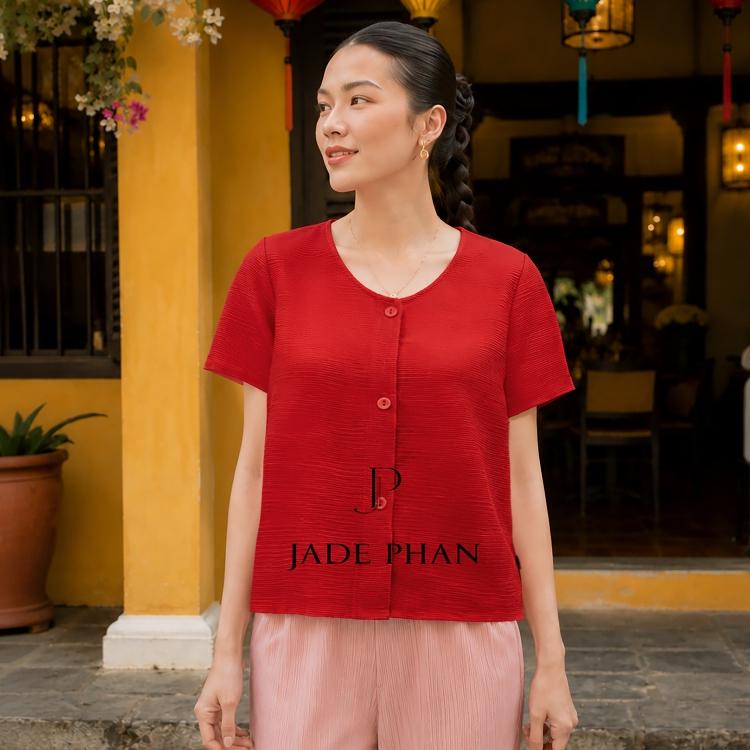 Áo Aimee dập ly cao cấp JADEPHAN xếp ly lò xo nhiều màu — ảnh 14
