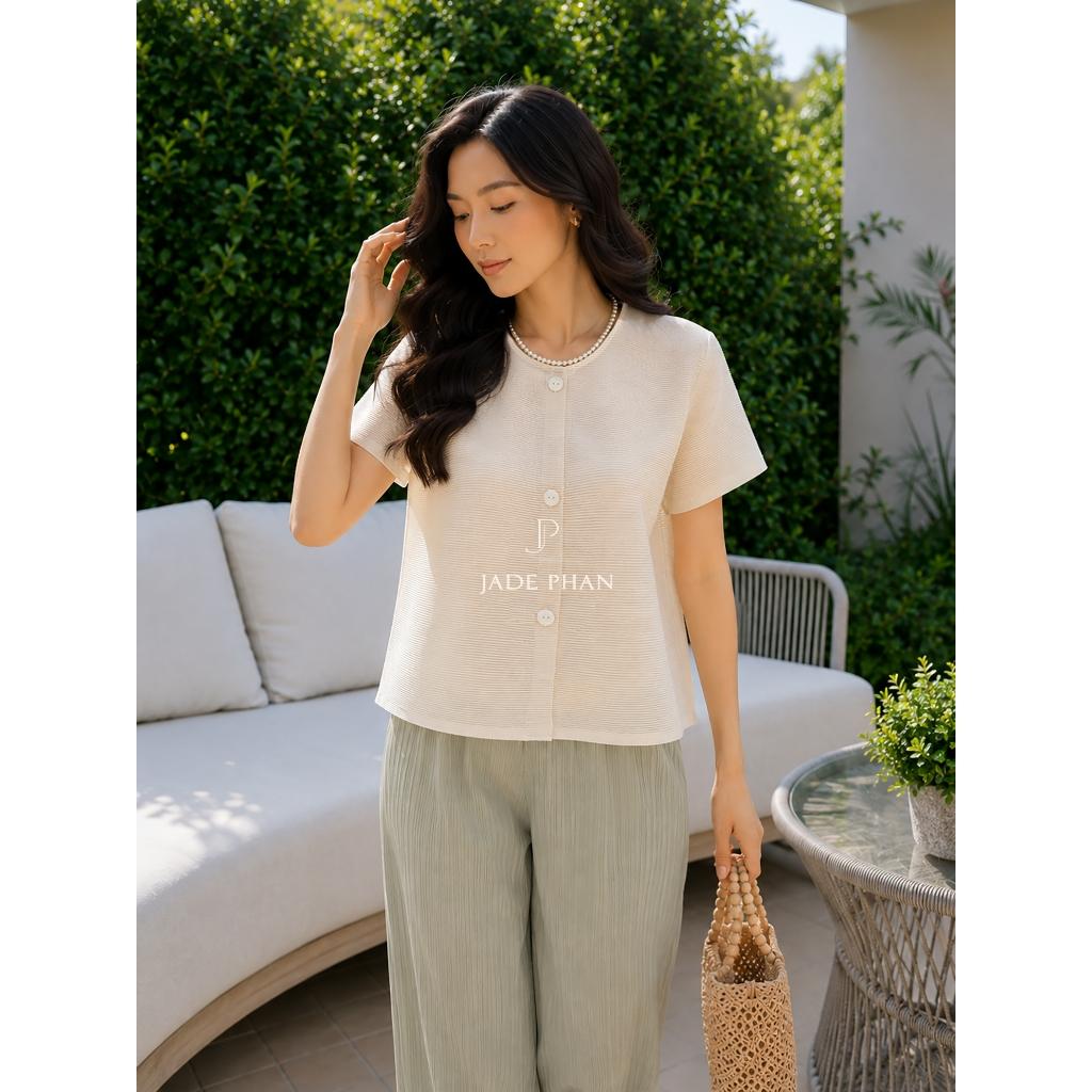 Áo Aimee dập ly cao cấp JADEPHAN xếp ly lò xo nhiều màu — ảnh 11