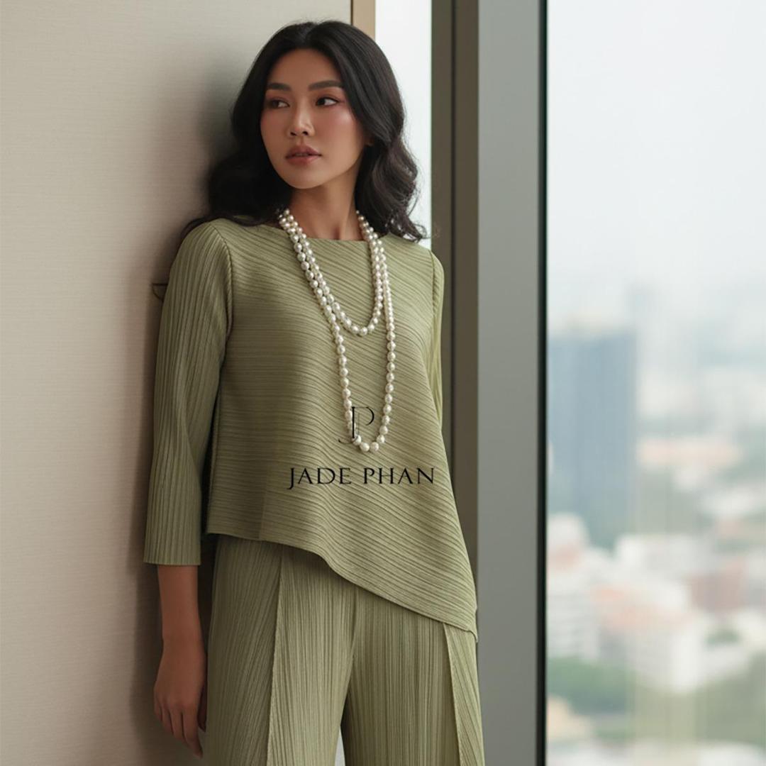 Áo Gerda dập ly cao cấp JADEPHAN thanh lịch nhiều màu — ảnh 24